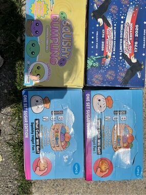 Squishy Dumpling Sensory Toy Set - Blue, Yellow, Purple Assortment Case
